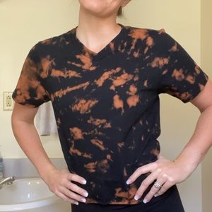 Black bleach dyed cropped shirt